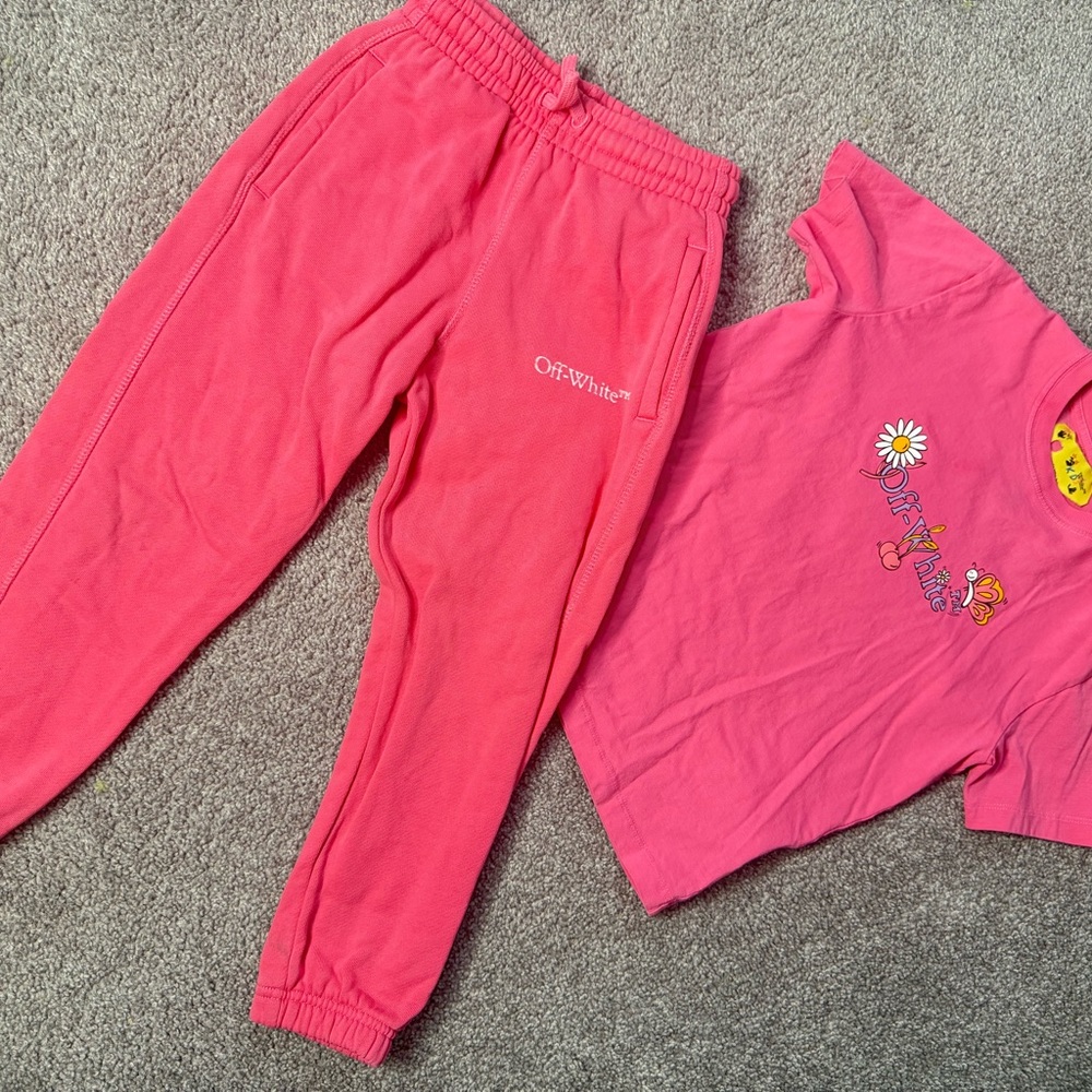 Off-White Kids Pink Jogger Pants & TShirt Set